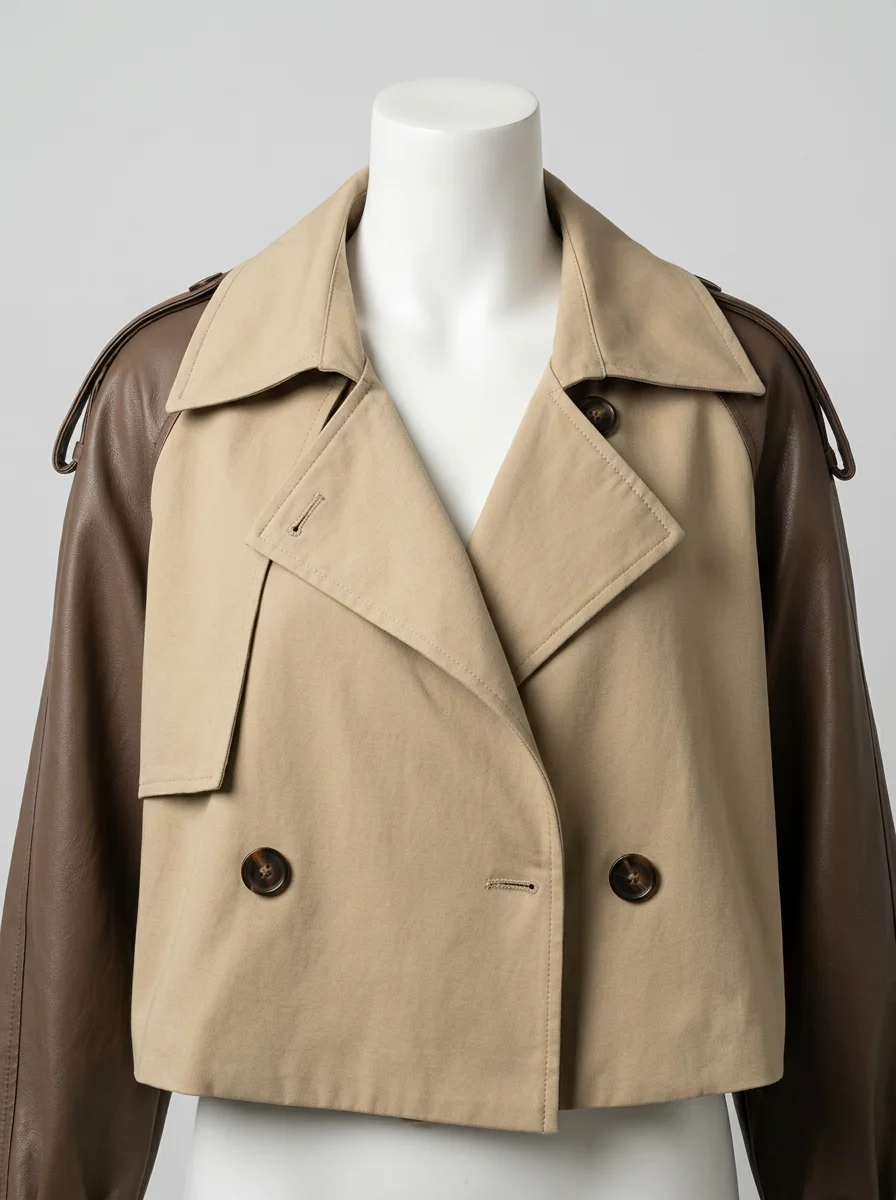 Trench court patchwork style britannique femme élégant - Vue 9 - Trench court